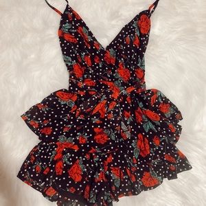 Floral polka dot romper